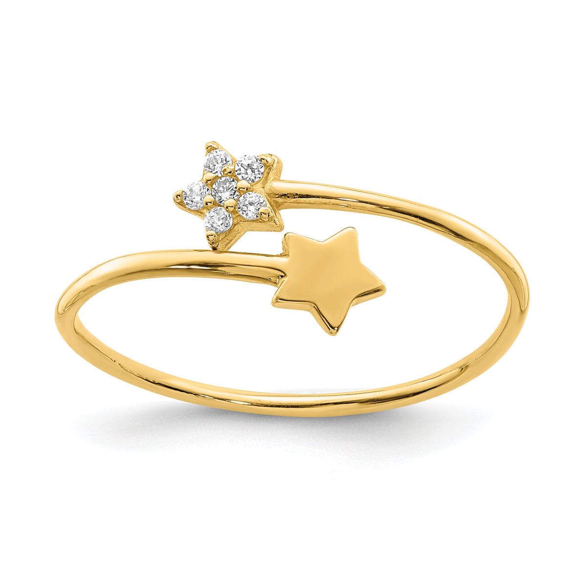 14K Yellow Gold CZ Star Ring-K6420