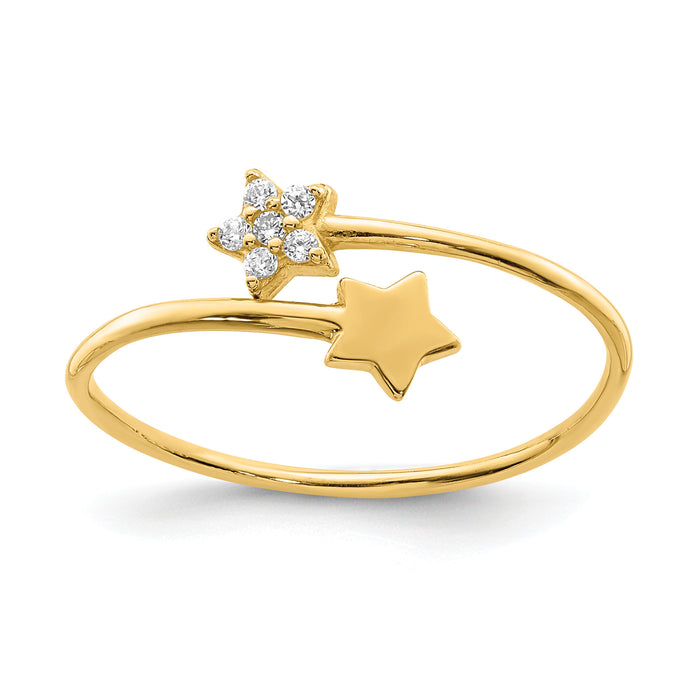 14K Yellow Gold CZ Star Ring-K6420