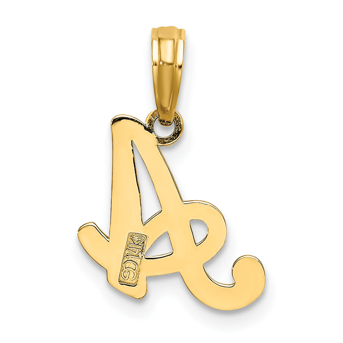 14KY Script Letter A Initial Pendant-K6422A