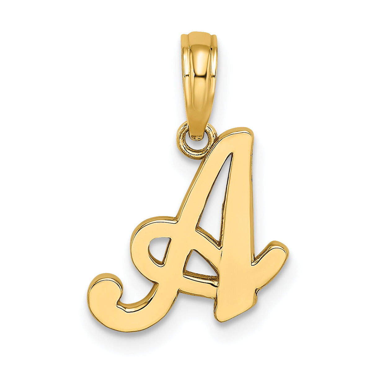 14KY Script Letter A Initial Pendant-K6422A