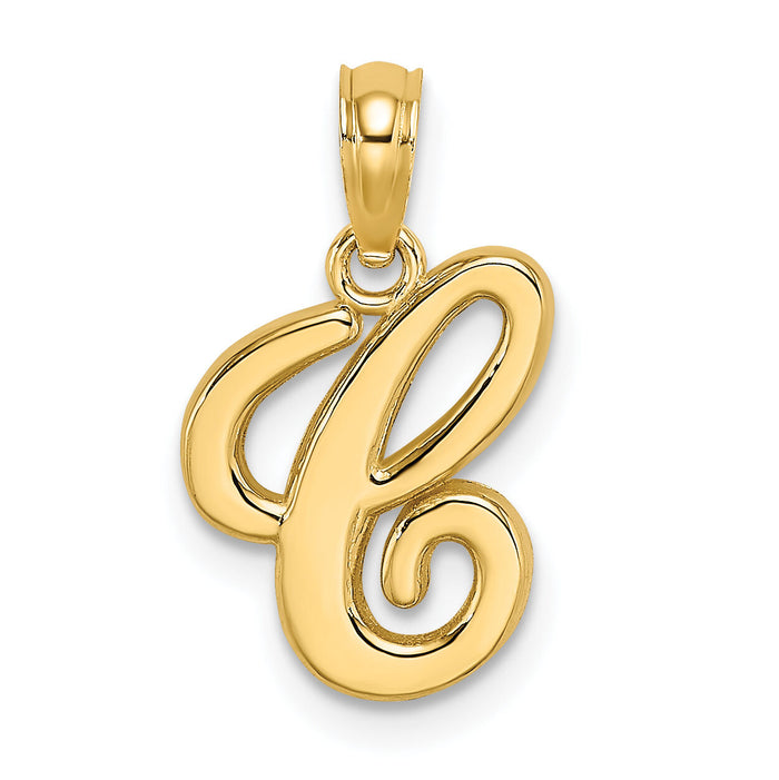 14KY Script Letter C Initial Pendant-K6422C