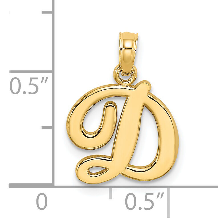 14KY Script Letter D Initial Pendant-K6422D