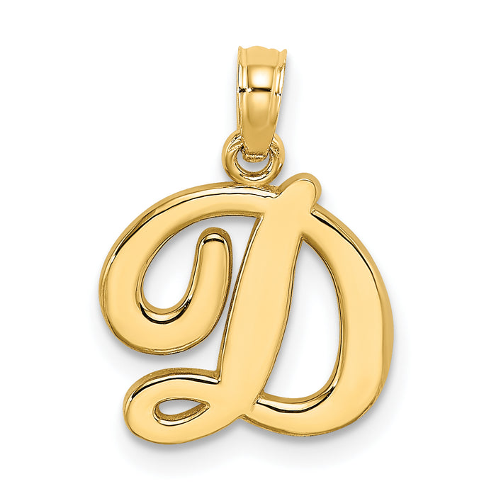 14KY Script Letter D Initial Pendant-K6422D