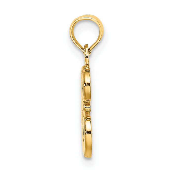 14KY Script Letter E Initial Pendant-K6422E