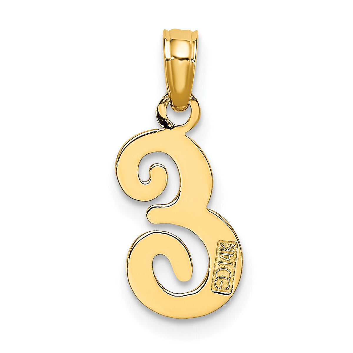 14KY Script Letter E Initial Pendant-K6422E