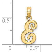 14KY Script Letter E Initial Pendant-K6422E