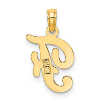 14KY Script Letter F Initial Pendant-K6422F