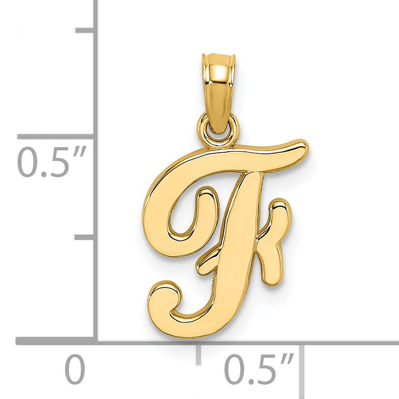 14KY Script Letter F Initial Pendant-K6422F