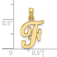 14KY Script Letter F Initial Pendant-K6422F