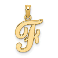 14KY Script Letter F Initial Pendant-K6422F
