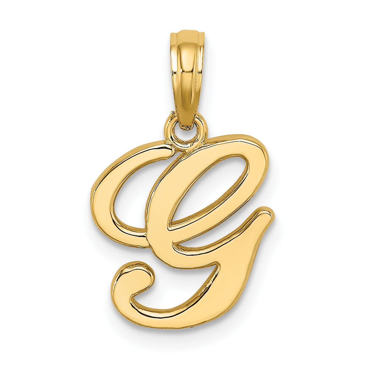 14KY Script Letter G Initial Pendant-K6422G