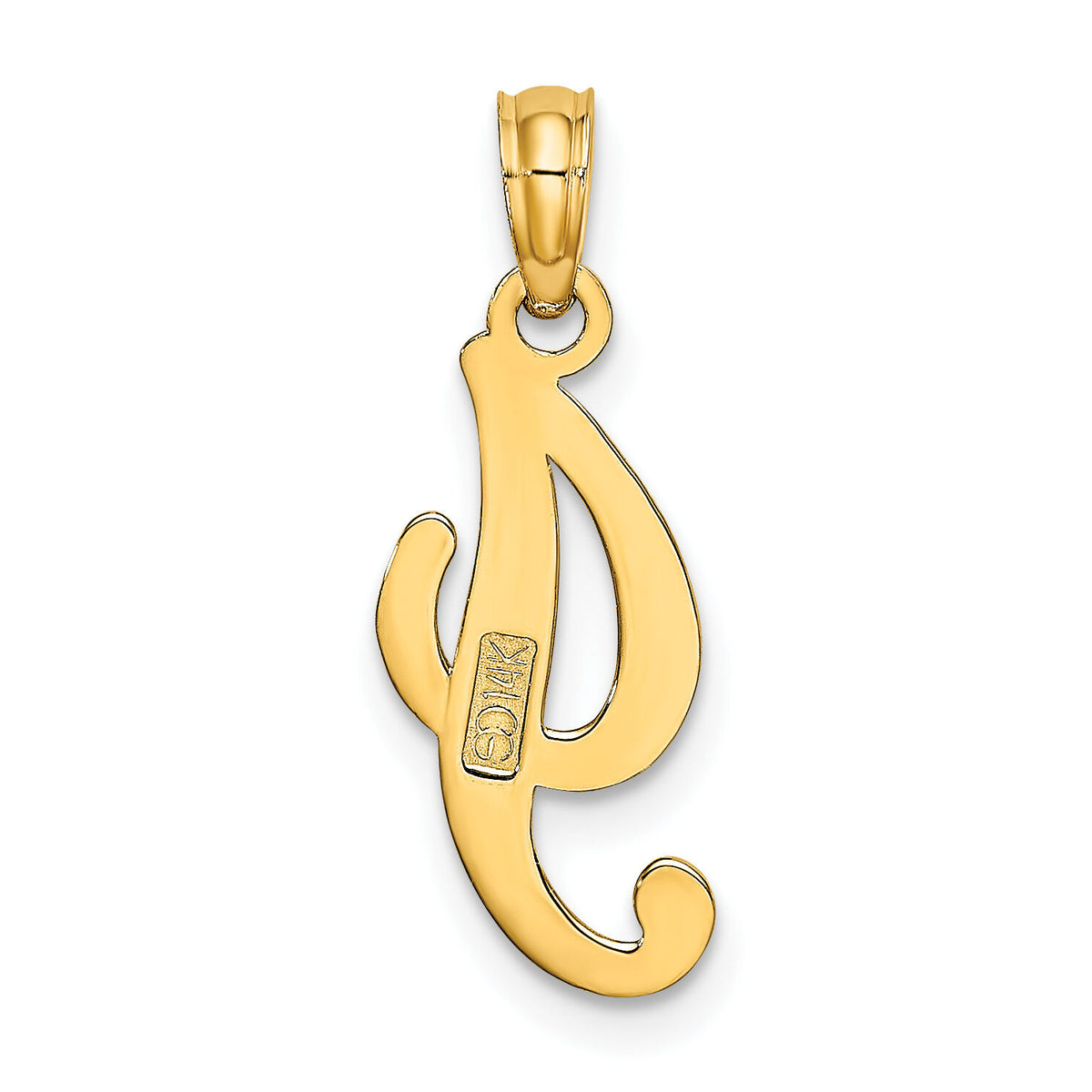 14KY Script Letter I Initial Pendant-K6422I