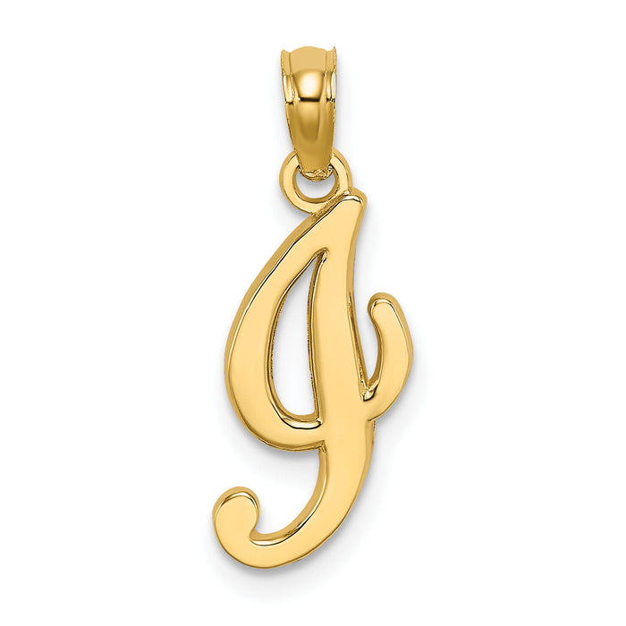 14KY Script Letter I Initial Pendant-K6422I