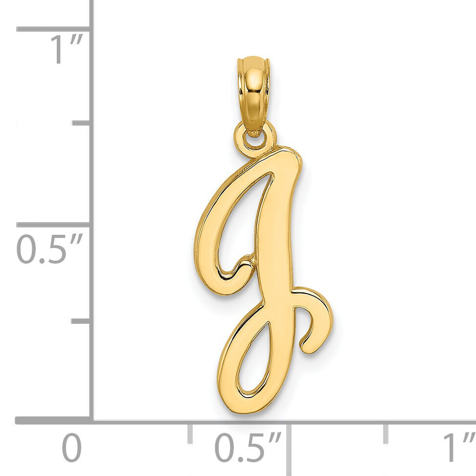 14KY Script Letter J Initial Pendant-K6422J
