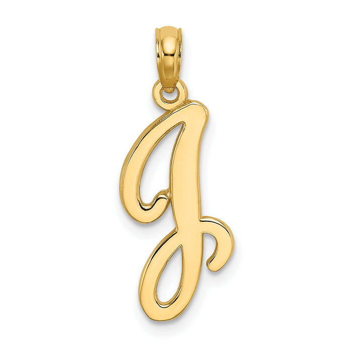 14KY Script Letter J Initial Pendant-K6422J