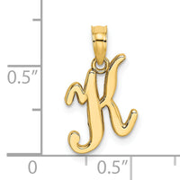 14KY Script Letter K Initial Pendant-K6422K