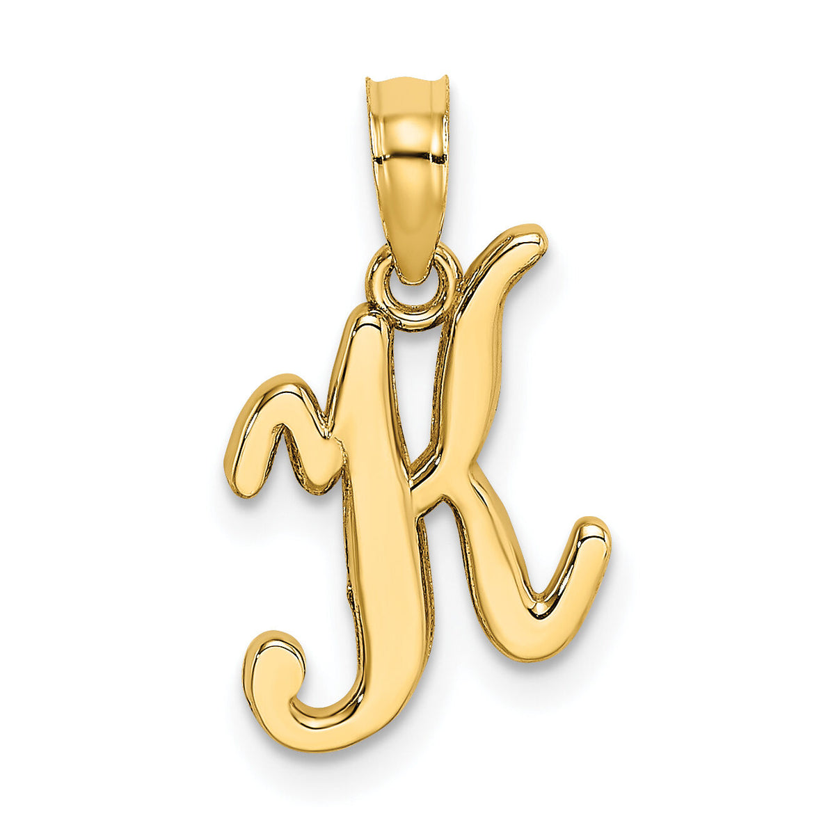 14KY Script Letter K Initial Pendant-K6422K