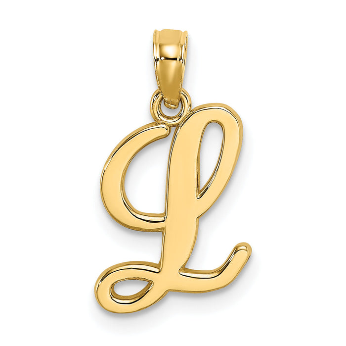 14KY Script Letter L Initial Pendant-K6422L