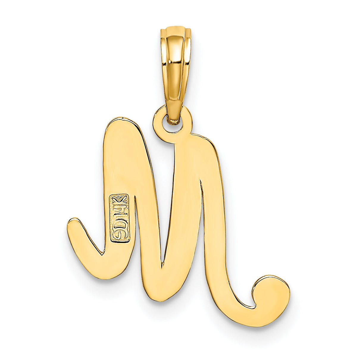 14KY Script Letter M Initial Pendant-K6422M