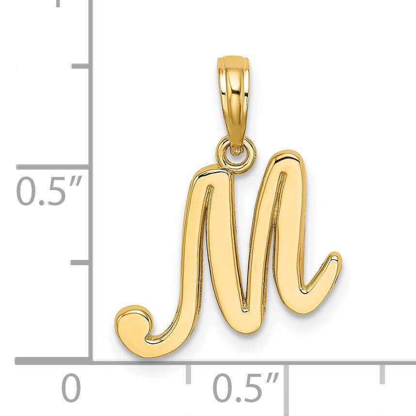 14KY Script Letter M Initial Pendant-K6422M