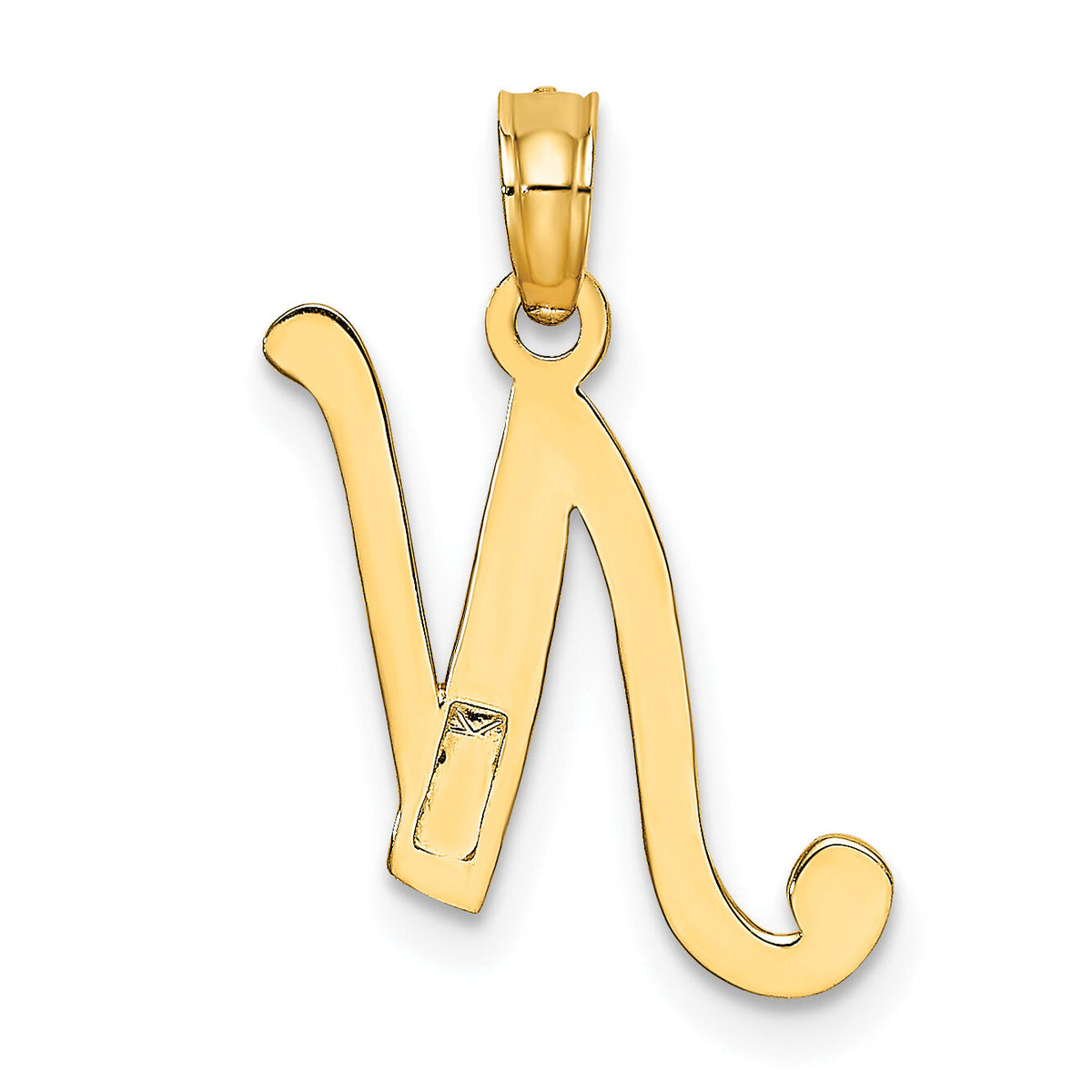 14KY Script Letter N Initial Pendant-K6422N