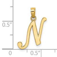 14KY Script Letter N Initial Pendant-K6422N