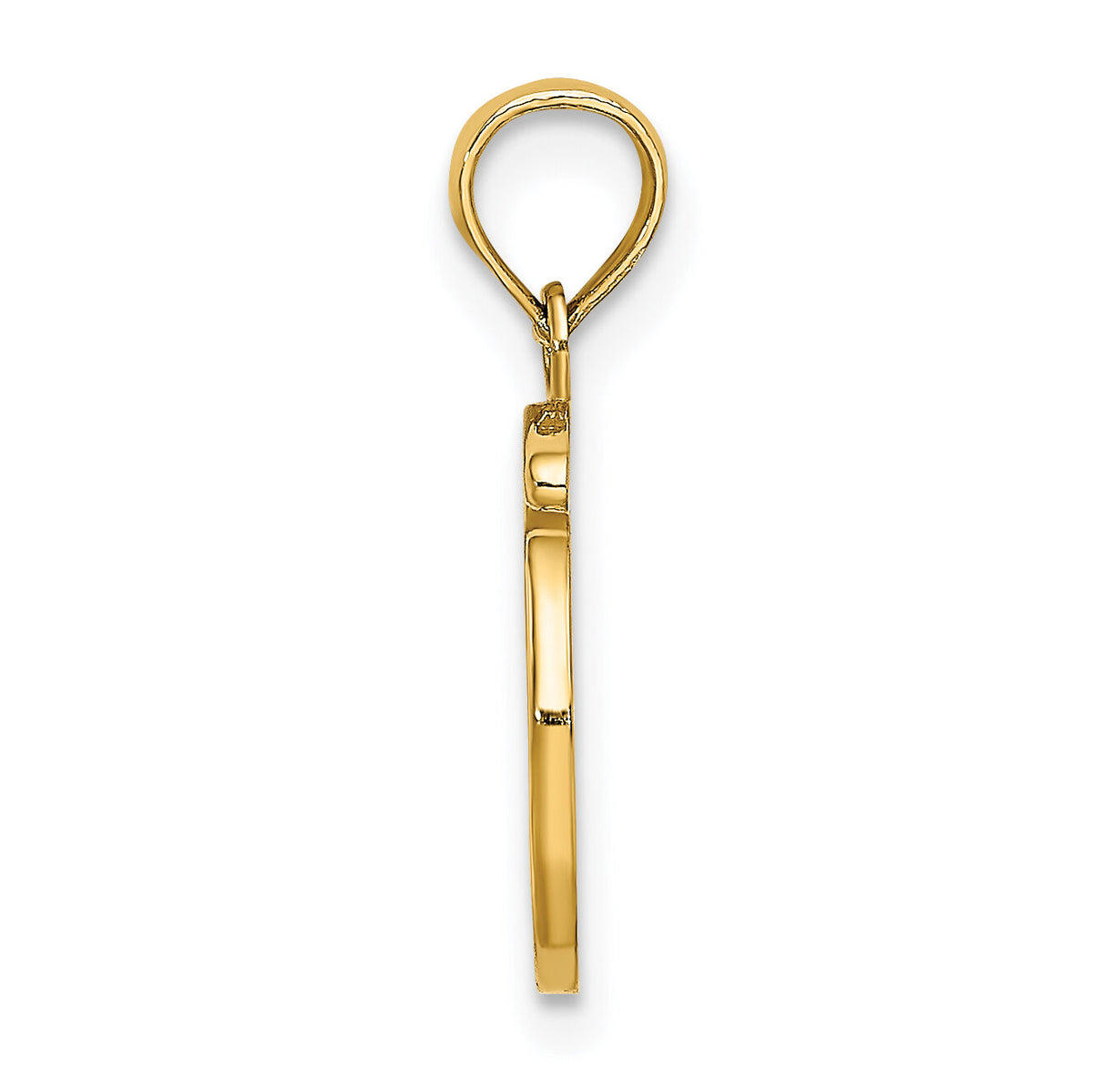 14KY Script Letter O Initial Pendant-K6422O