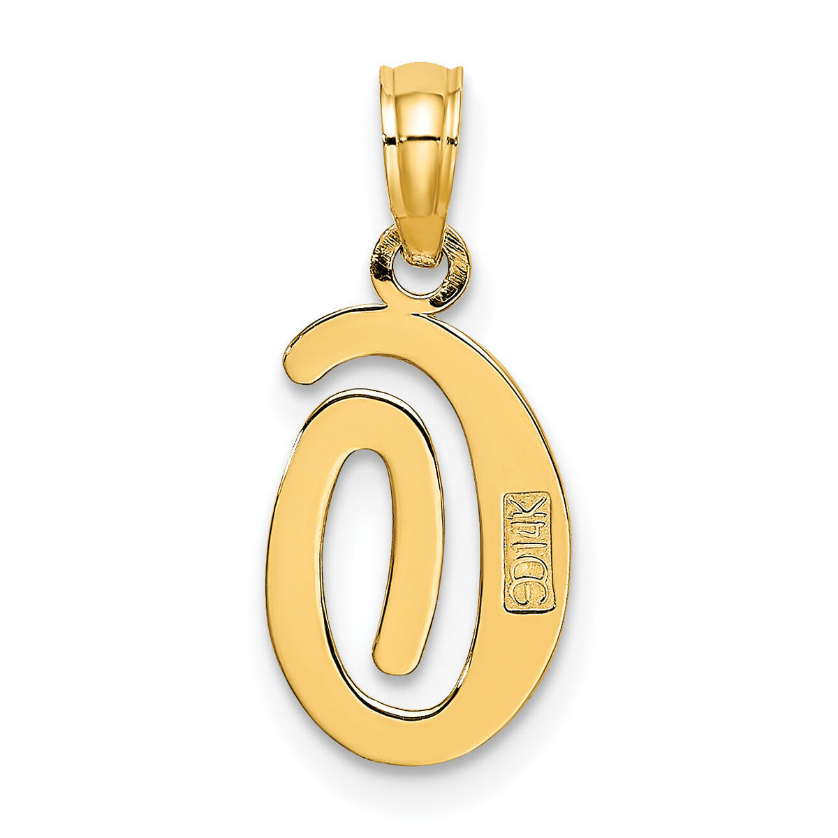 14KY Script Letter O Initial Pendant-K6422O