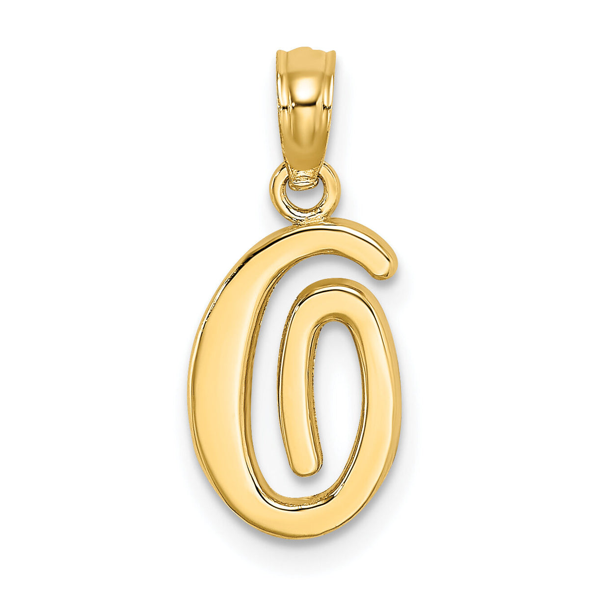 14KY Script Letter O Initial Pendant-K6422O