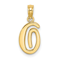 14KY Script Letter O Initial Pendant-K6422O