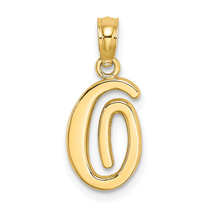 14KY Script Letter O Initial Pendant-K6422O
