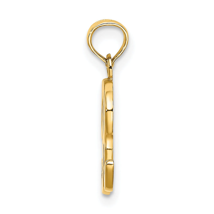 14KY Script Letter R Initial Pendant-K6422R