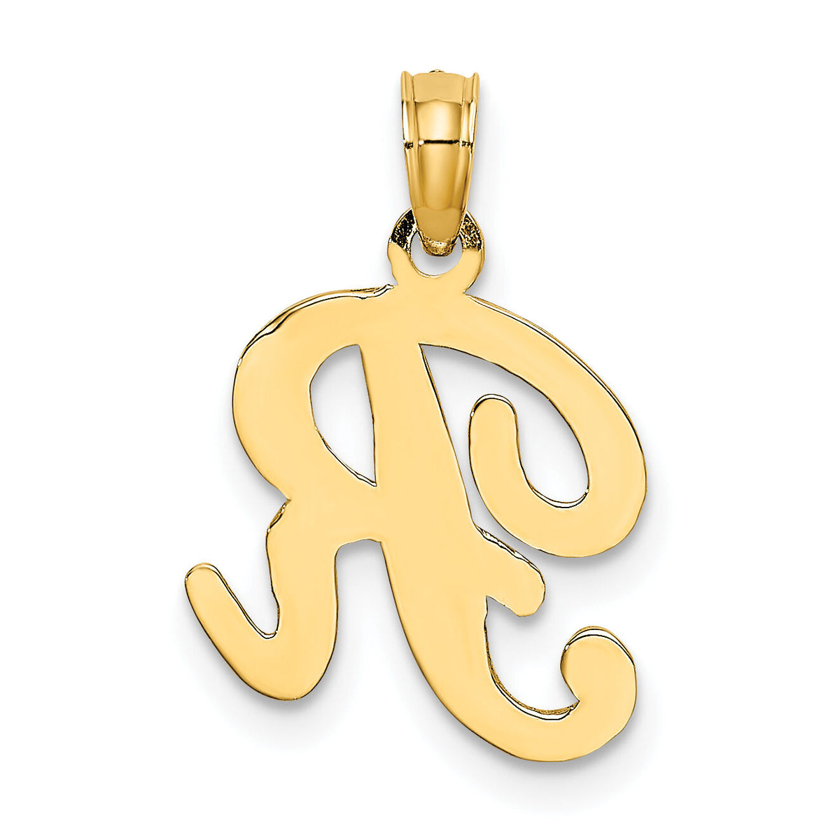 14KY Script Letter R Initial Pendant-K6422R