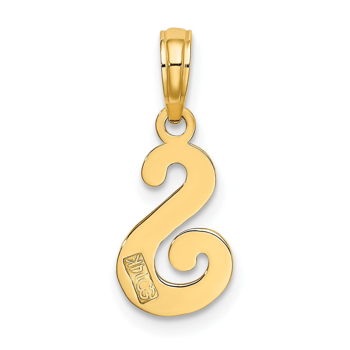 14KY Script Letter S Initial Pendant-K6422S