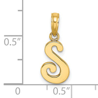 14KY Script Letter S Initial Pendant-K6422S