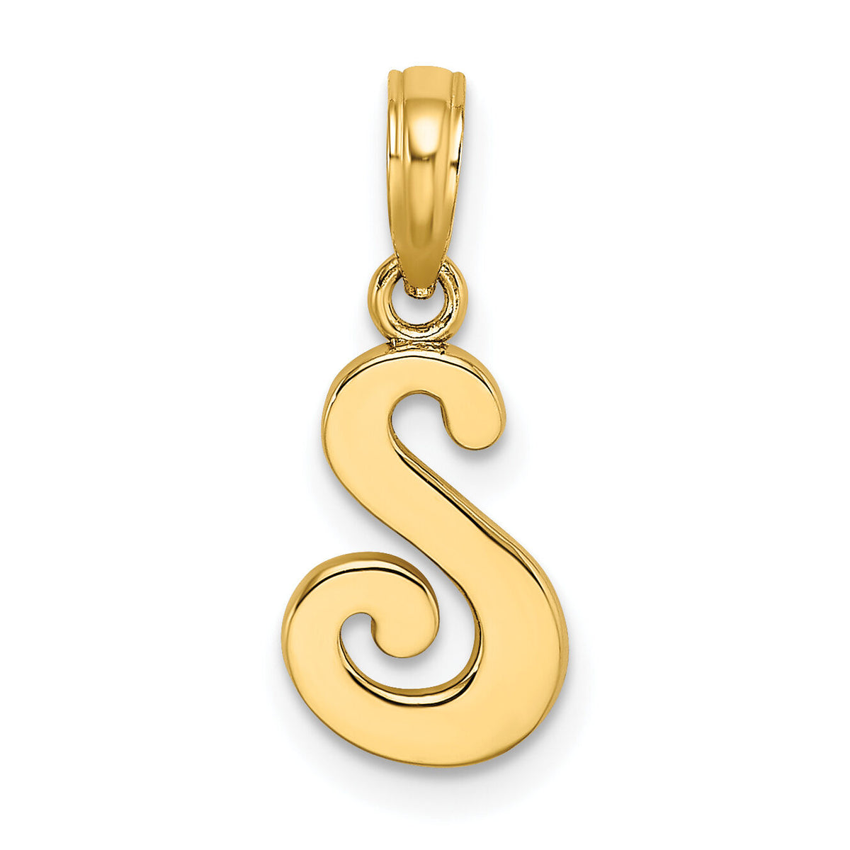 14KY Script Letter S Initial Pendant-K6422S