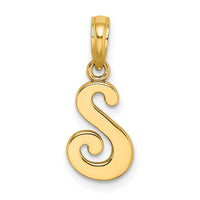 14KY Script Letter S Initial Pendant-K6422S