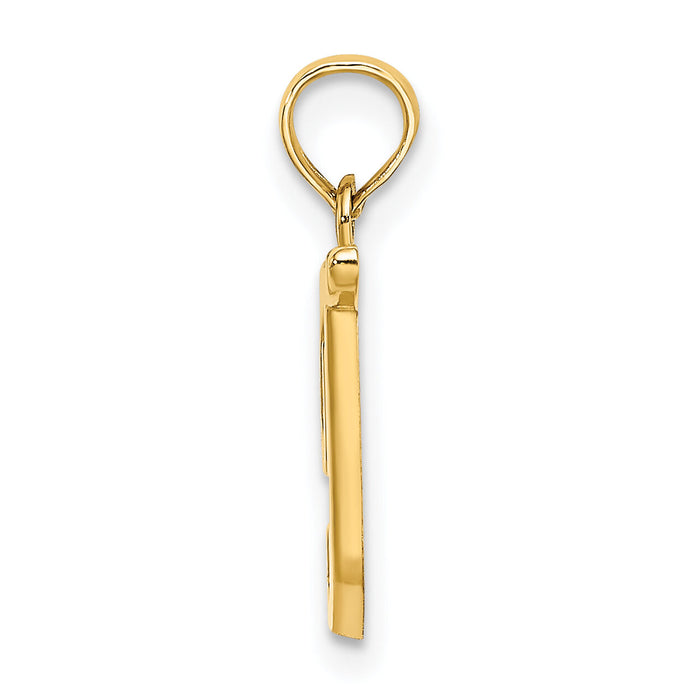 14KY Script Letter T Initial Pendant-K6422T