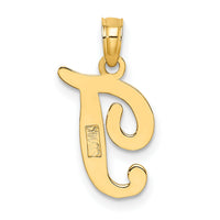 14KY Script Letter T Initial Pendant-K6422T