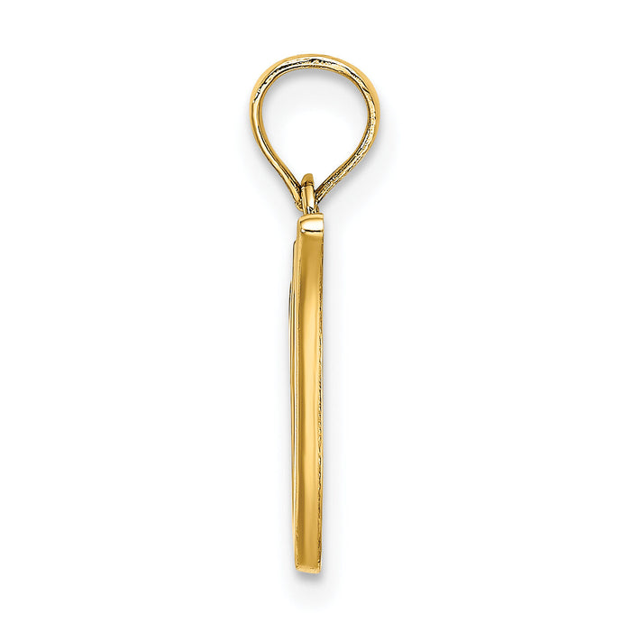 14KY Script Letter V Initial Pendant-K6422V