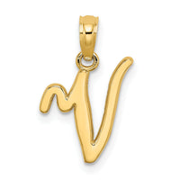 14KY Script Letter V Initial Pendant-K6422V