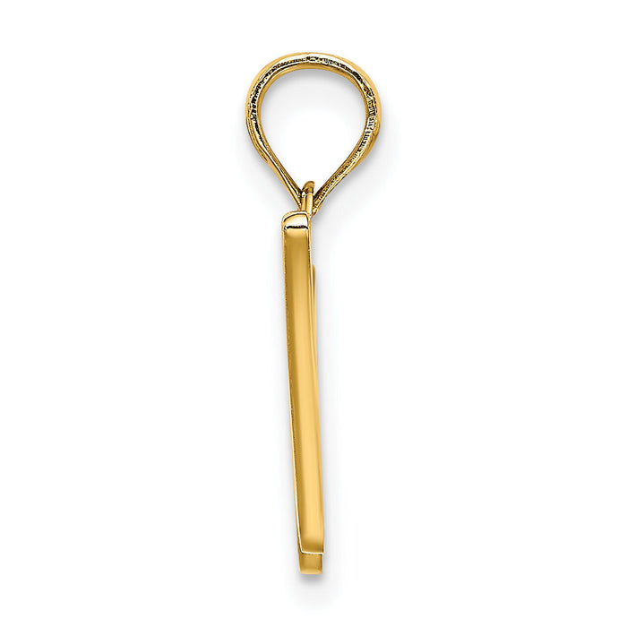 14KY Script Letter W Initial Pendant-K6422W