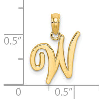 14KY Script Letter W Initial Pendant-K6422W
