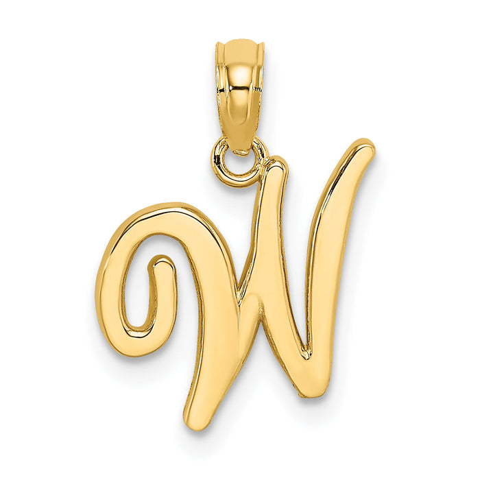 14KY Script Letter W Initial Pendant-K6422W