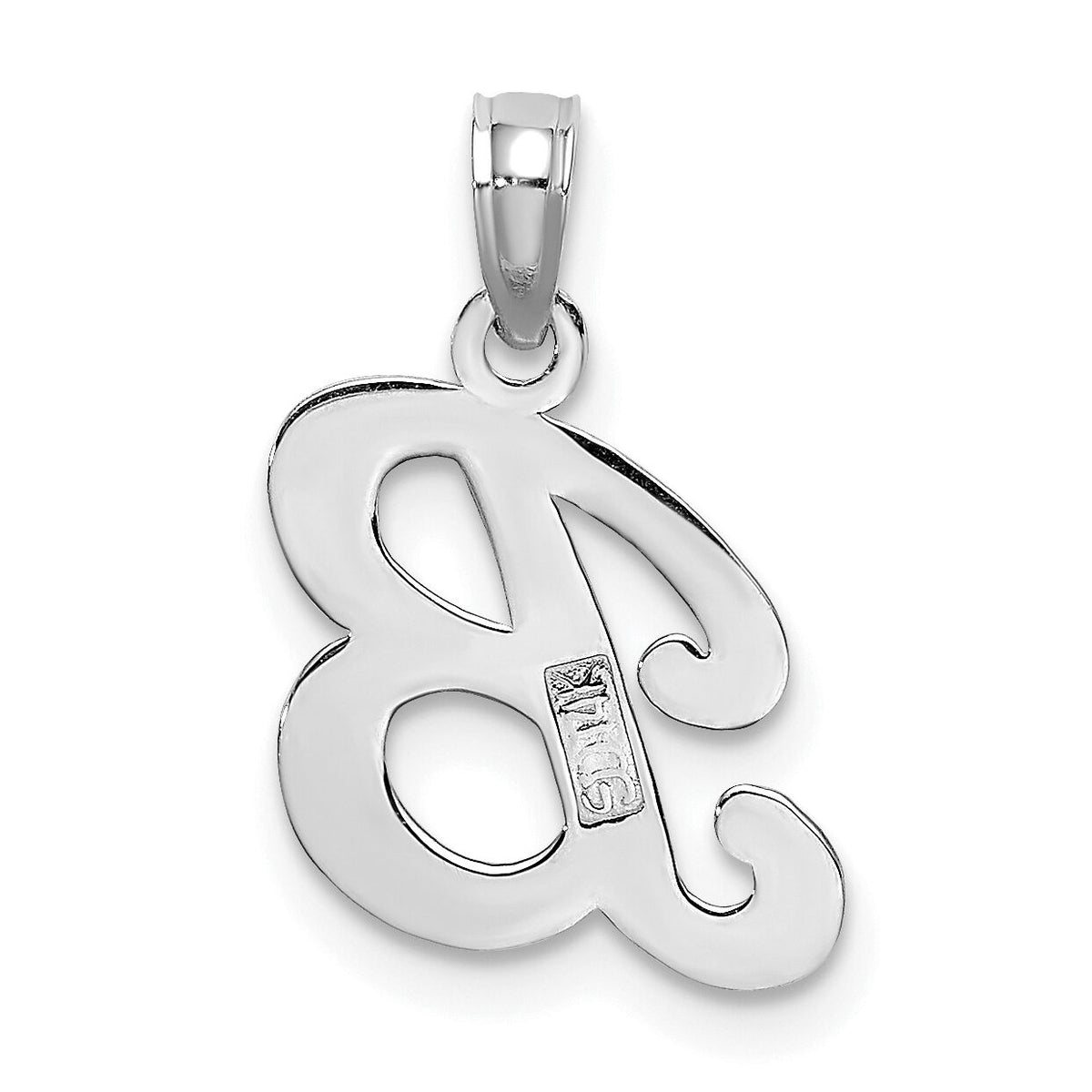 14KW White Gold Script Letter B Initial Pendant-K6422WB