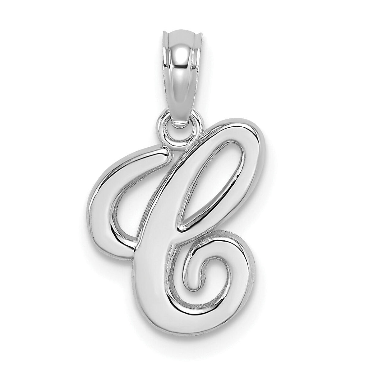 14KW White Gold Script Letter C Initial Pendant-K6422WC