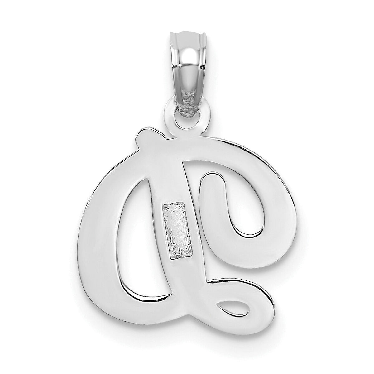 14KW White Gold Script Letter D Initial Pendant-K6422WD