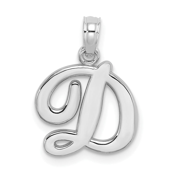 14KW White Gold Script Letter D Initial Pendant-K6422WD