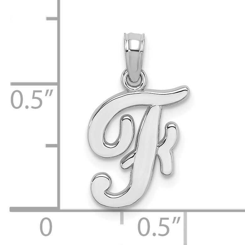14KW White Gold Script Letter F Initial Pendant-K6422WF