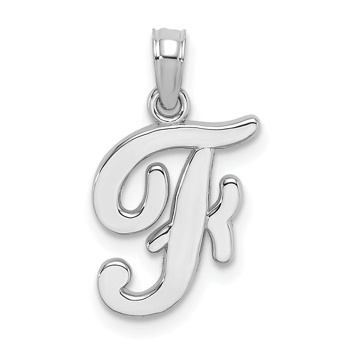 14KW White Gold Script Letter F Initial Pendant-K6422WF